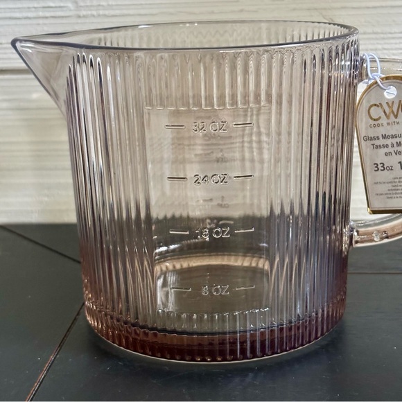 CWC Cook With Color Glass Measuring Cup 33oz ~ 4 Cups Brown Ribbed NEW - Picture 2 of 11